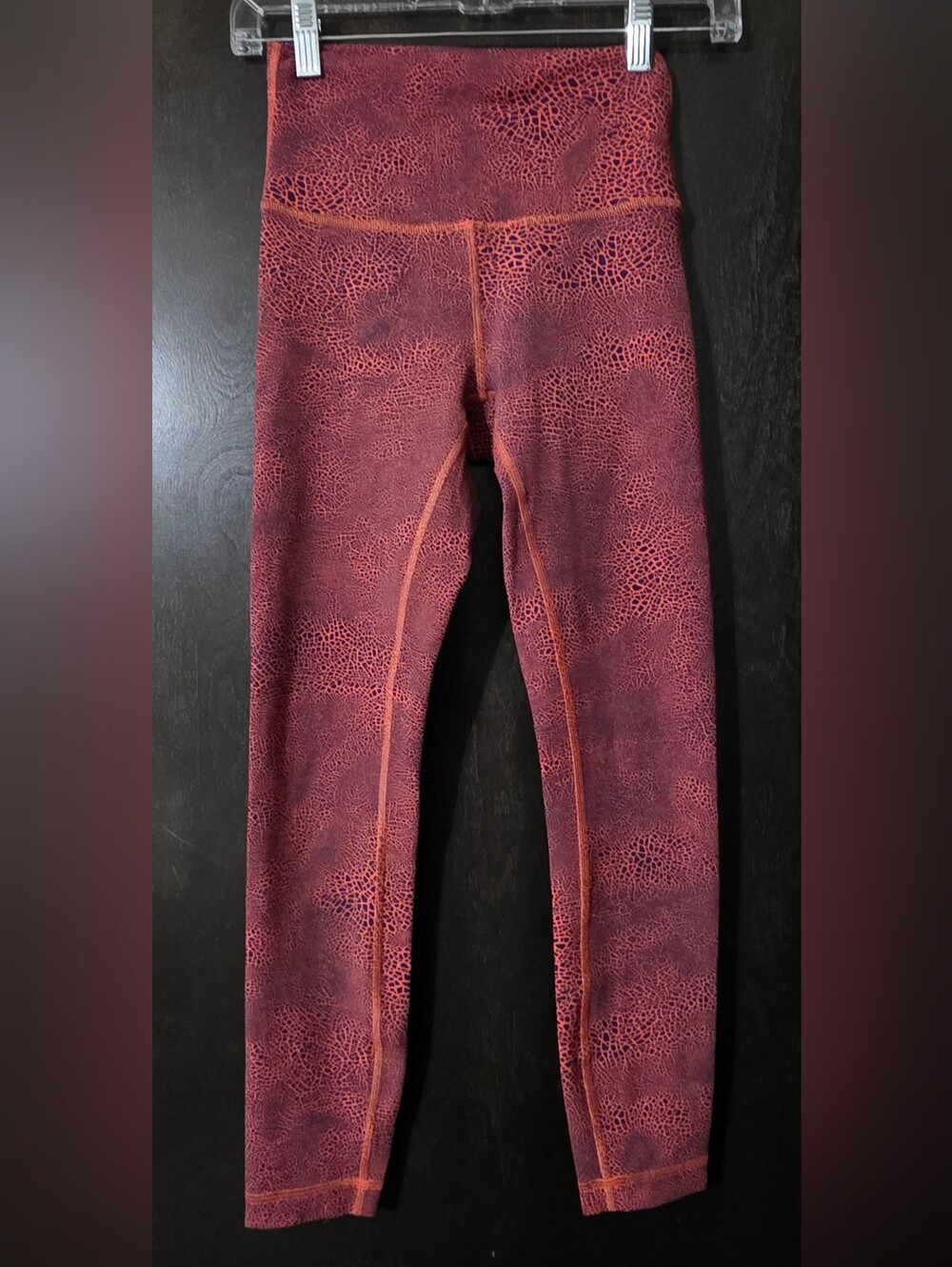 Lululemon High-Rise Wunder Train Crackle Glaze Orange Leggings 25" Inseam Size 4